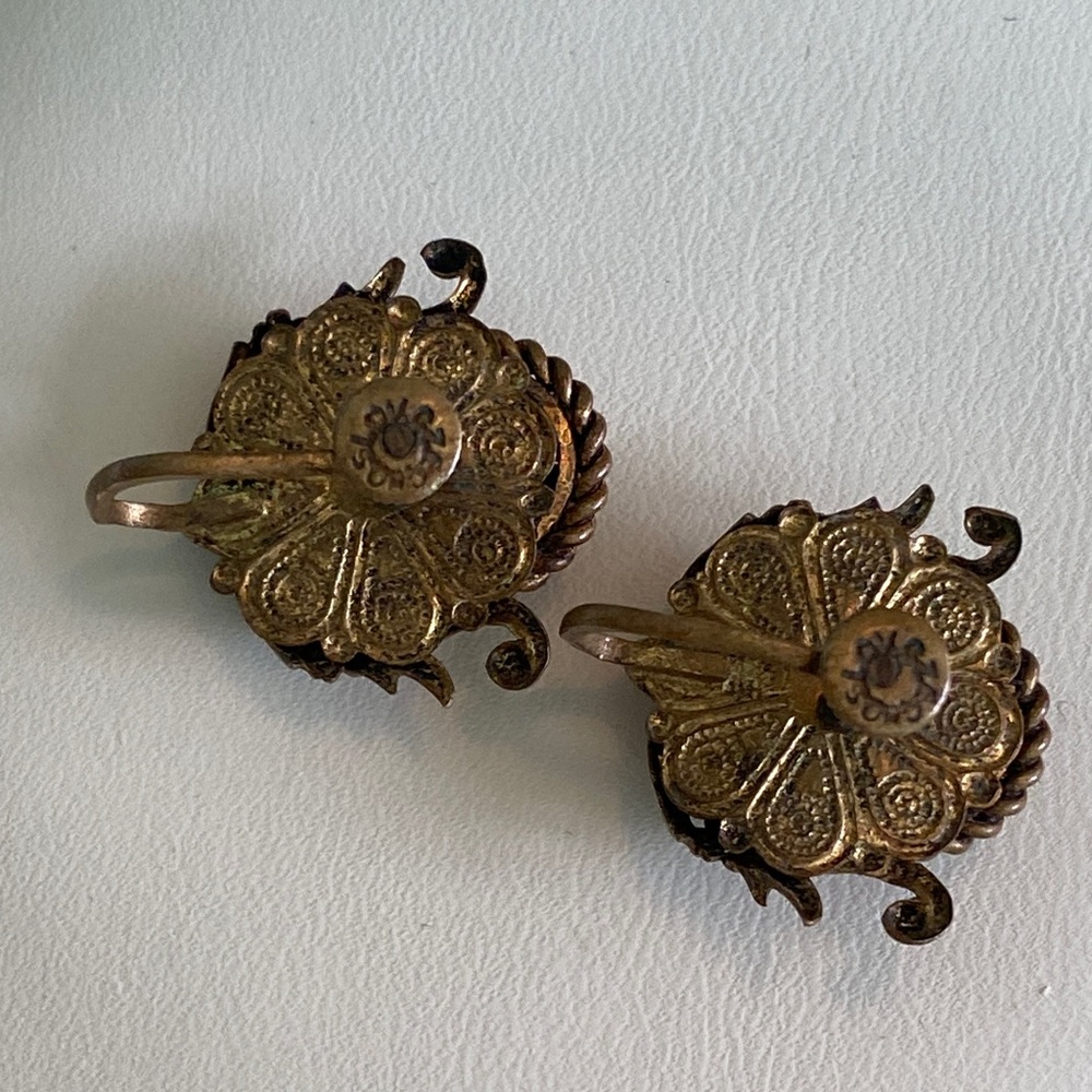 Antique ‘CZECHOSLOV’ Signed 1920’s Crystal Enamelled Earrings - Picture 5 of 12